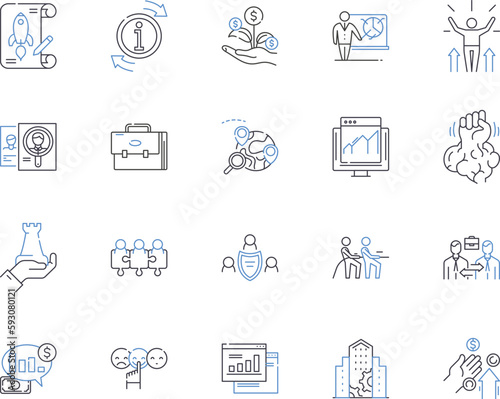 Company managers outline icons collection. Executives, Directors, CEOs, Supervisors, Controllers, Officers, Coordinators vector and illustration concept set. Execs, Superintendents, Principals linear photo