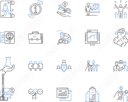 Company managers outline icons collection. Executives, Directors, CEOs, Supervisors, Controllers, Officers, Coordinators vector and illustration concept set. Execs, Superintendents, Principals linear