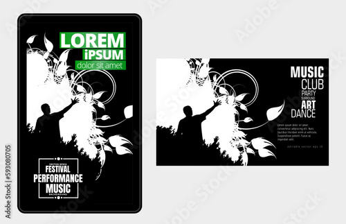 Young happy people are dancing. Nightlife and music festival concept. Vector