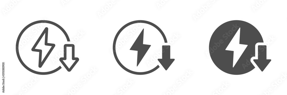 Energy reduction vector icons set - obrazy, fototapety, plakaty 