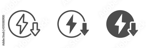 Energy reduction vector icons set