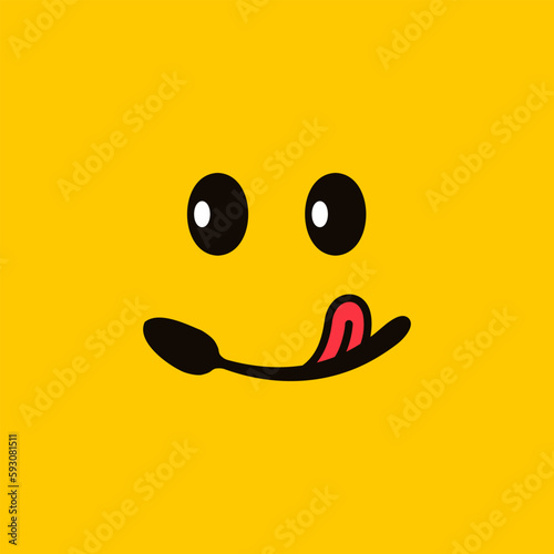 Restaurant logo with spoon smile concept.