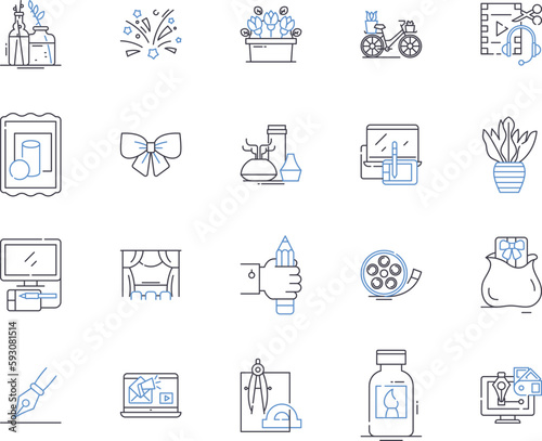 Creative business outline icons collection. Innovative, Profitable, Dynamic, Entrepreneurial, Promotional, Resourceful, Unique vector and illustration concept set. Progressive, Branding, Disruptive