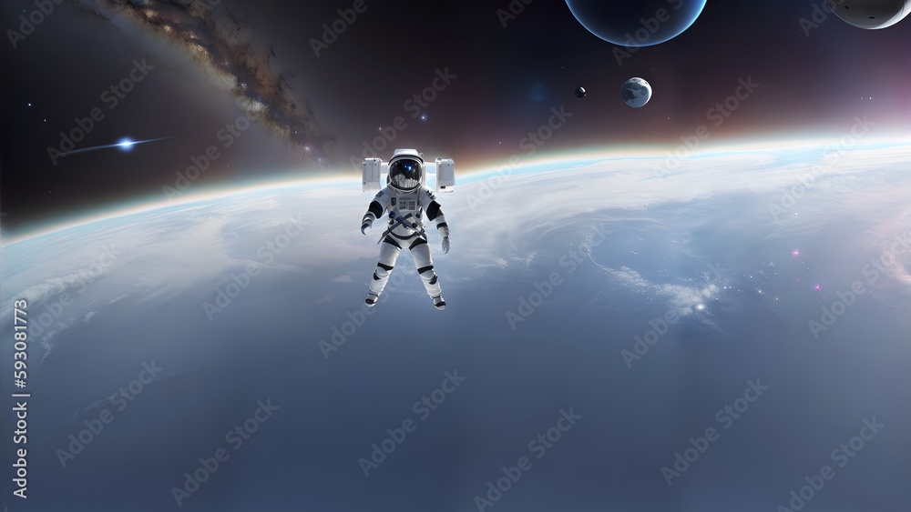 Naklejka premium astronaut floating in space