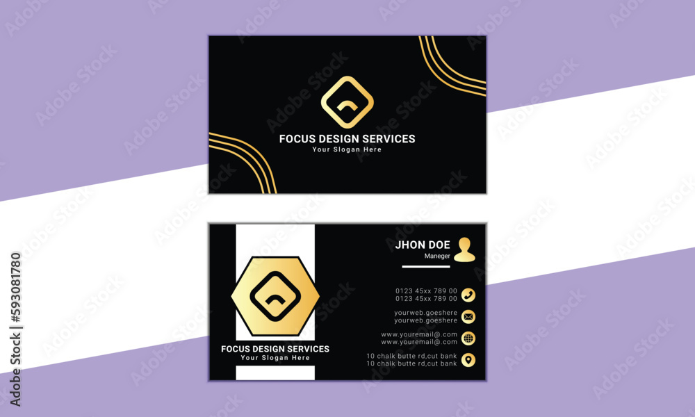 Modern Business Card - Creative and Clean Business Card Template. Luxury business card design template. Elegant purple back background with white color. Vector illustration 