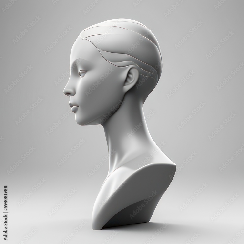 white mannequin heads isolated on white background, Blank White Head