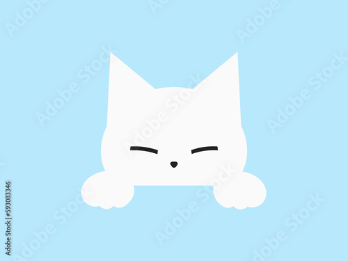 ひょっこり猫：白 © designbeginner