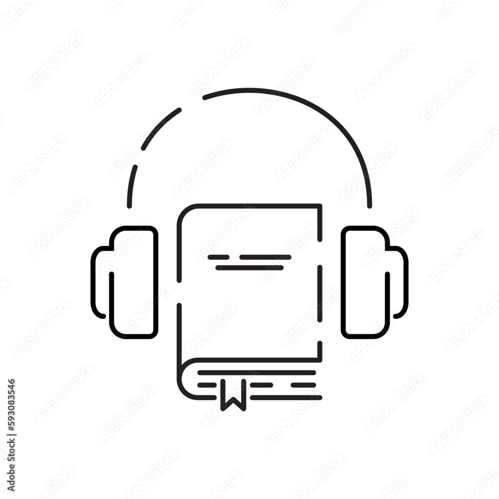 Reading book education. Electron, audio or mobile bookLine icon open book. Vector illustration of back to school, educational supplies