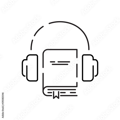 Reading book education. Electron, audio or mobile bookLine icon open book. Vector illustration of back to school, educational supplies