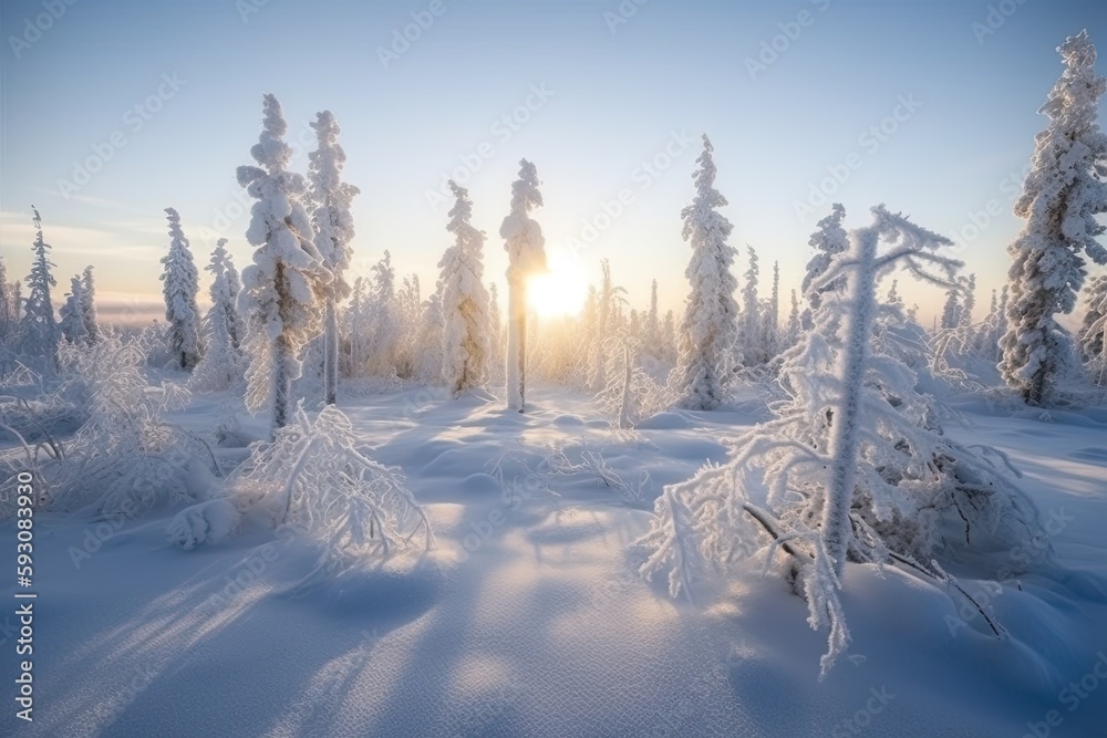 wintery scenery with snow. Generative AI wintery scenery with snow. Generative AI