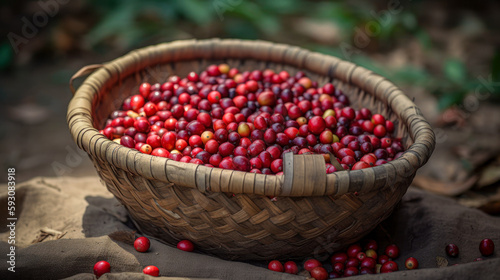 Coffee basket in plantation 
