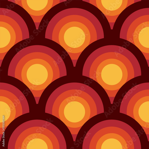 Retro and vintage looking, 70s, disco background. Vector art. Illustration red brown and yellow