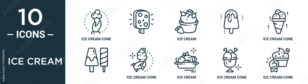 ice cream outline icon set includes thin line ice cream cone, ice cream ...