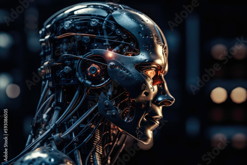 Highly advanced artificial intelligence for the future rise in technological singularity using deep learning algorithms  human android concept  high quality generative ai