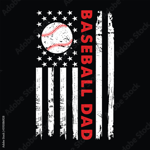 Baseball Dad American Flag Shirt, Baseball Dad Shirt, Dad USA Flag Shirt, Baseball Vector, USA Flag Vector, Baseball USA Flag Shirt Print Template