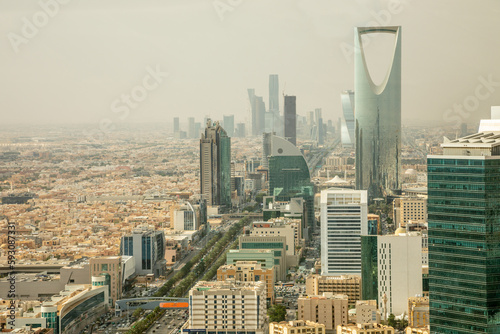 Aerial panorama of downtown of Riyadh city, Al Riyadh, Saudi Arabia photo