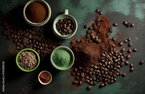 Dry and powdered coffee in different presentations