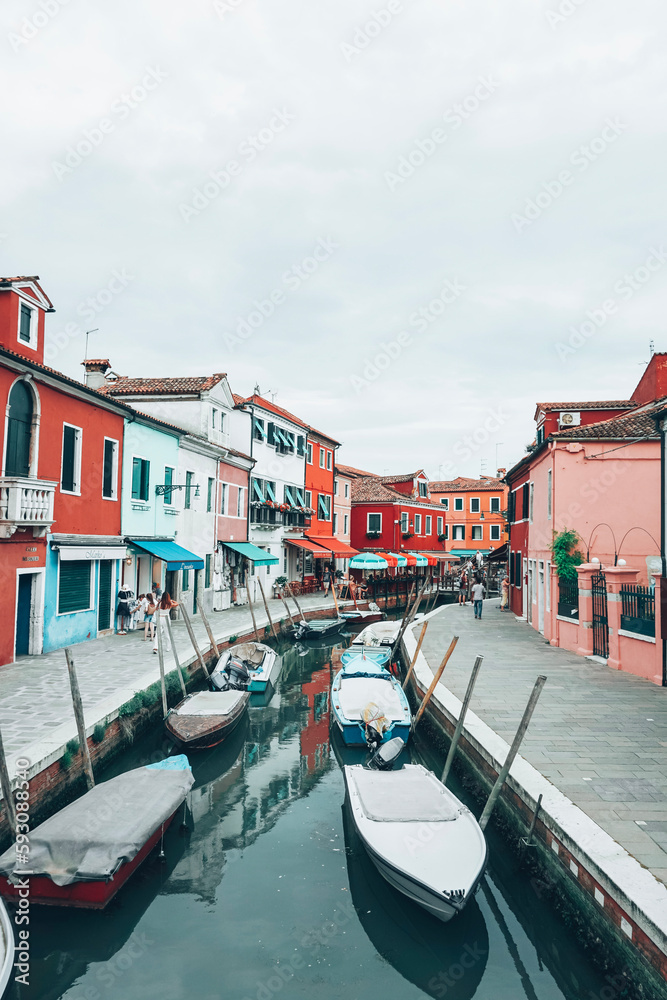 Italian Canal with Buildings and Boats