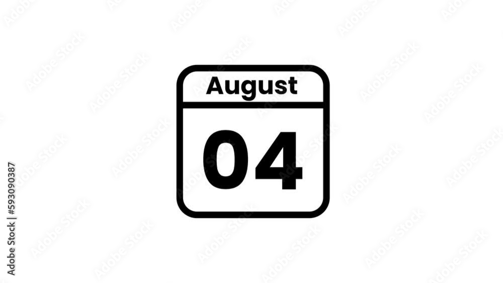 04 July calendar icon animation. Luma matte with transparent background 4K resolution 04 July calendar icon animation. Luma matte with transparent background 4K resolution
