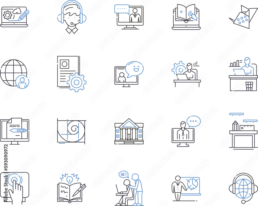 Business workflow outline icons collection. Management, Automation, Efficiency, Processes, Systems, Strategies, Dynamics vector and illustration concept set. Streamlining, Procedures, Cycle linear