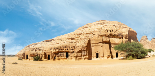 Jabal al banat complex of nabataean tombs, Hegra, Al Ula, Saudi Arabia photo