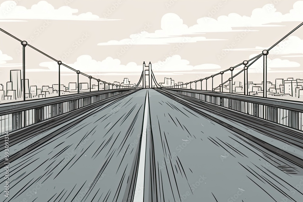 Obraz premium cityscape with a bridge in the foreground. Generative AI