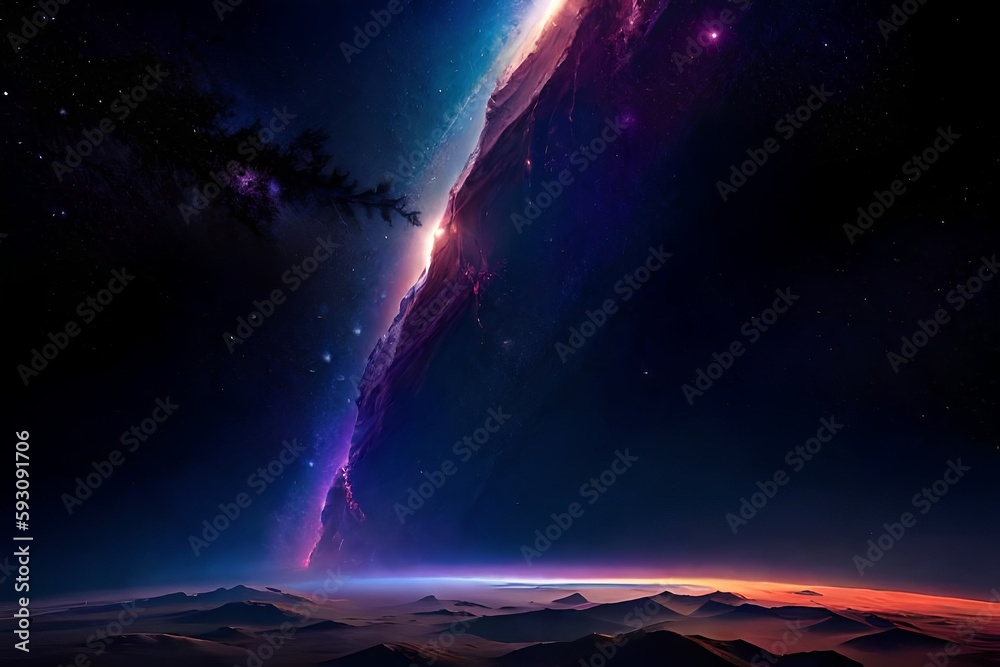 Beautiful space background with stars and nebula generative ai