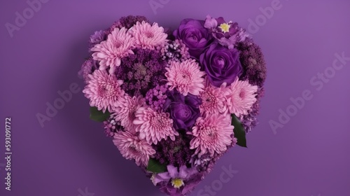 Heart-shaped Flower Bouquet on Violet Background © Jardel Bassi