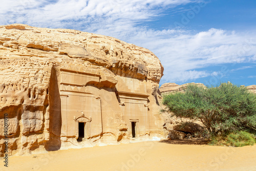 Jabal al banat complex of nabataean tombs, Hegra, Al Ula, Saudi Arabia photo