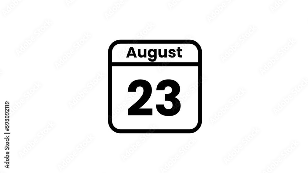 23 July calendar icon animation. Luma matte with transparent background 4K resolution 23 July calendar icon animation. Luma matte with transparent background 4K resolution
