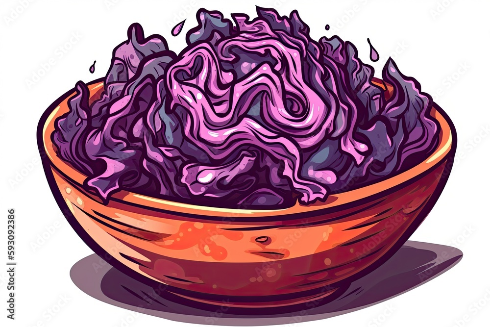 Obraz premium vibrant purple fruit bowl on a wooden table. Generative AI