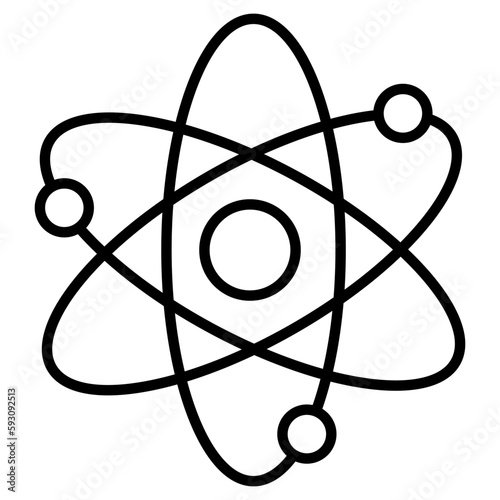 Minimalist drawing of an atom with highlighted orbital path of electrons, traditional atomic scheme, atom vector