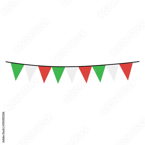 Bunting party flags on white background