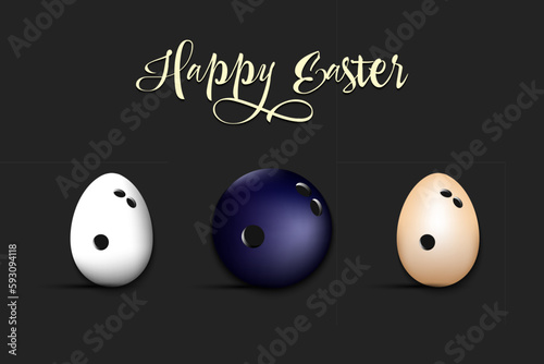 Happy Easter. Eggs shaped bowling balls