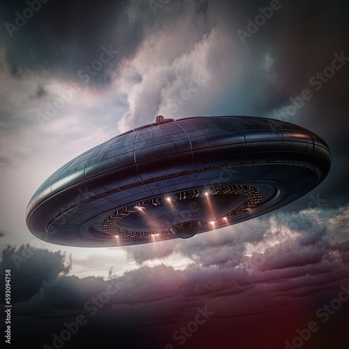 UFO in Stormy Sky - generative ai