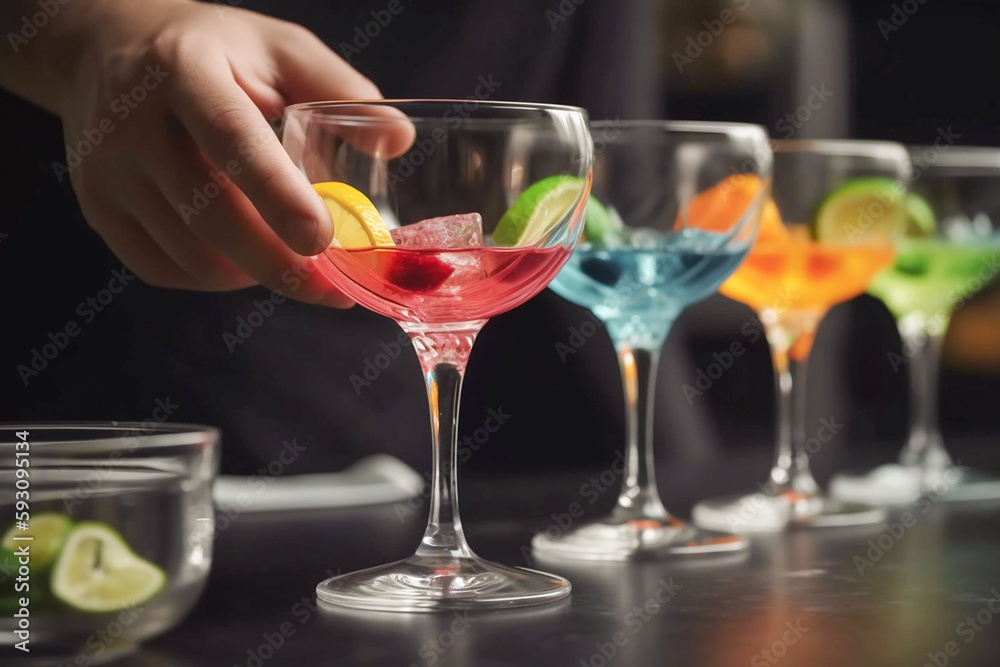 Making cocktail in iridescent colors. Generative AI