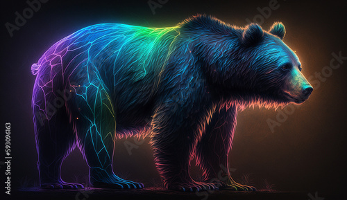 American black bear with neon AI Generated Photo