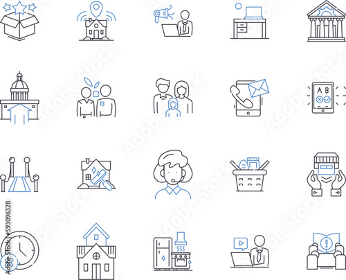 Smart city outline icons collection. Smart, City, Intelligent, Automated, Connected, Sustainable, Technological vector and illustration concept set. Urban, Responsive, Smartphones linear signs