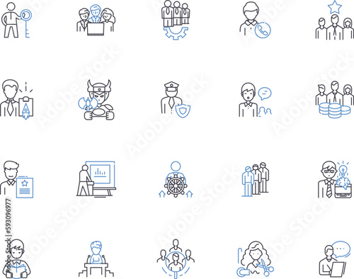 Job outline icons collection. work, job, employment, occupation, task, labor, hiring vector and illustration concept set. position, assignment, contract linear signs