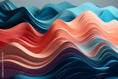 layered paper waves and mountains design background, colorful, vibrant gradient. generative AI