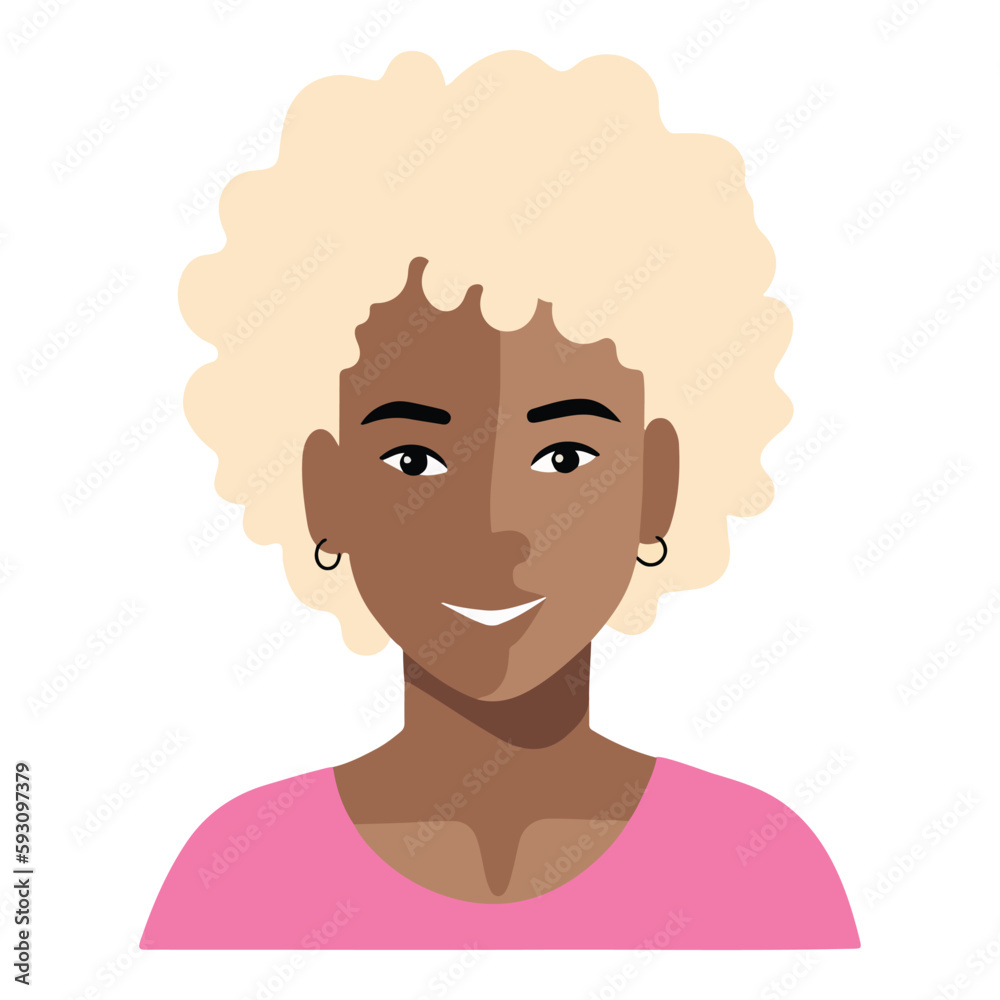 Afro-american Blonde Hair Woman Flat Icon Isolated On White Background Afro-american Blonde Hair Woman Flat Icon Isolated On White Background
