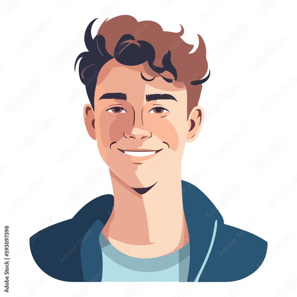 Young Man Character Flat Icon Isolated On White Background