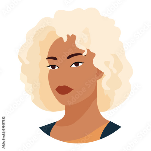 Afro-american Blonde Hair Woman Flat Icon Isolated On White Background