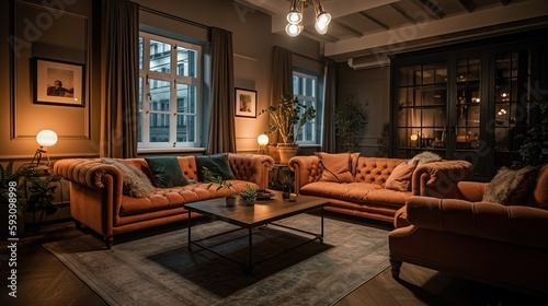 living room with fireplace