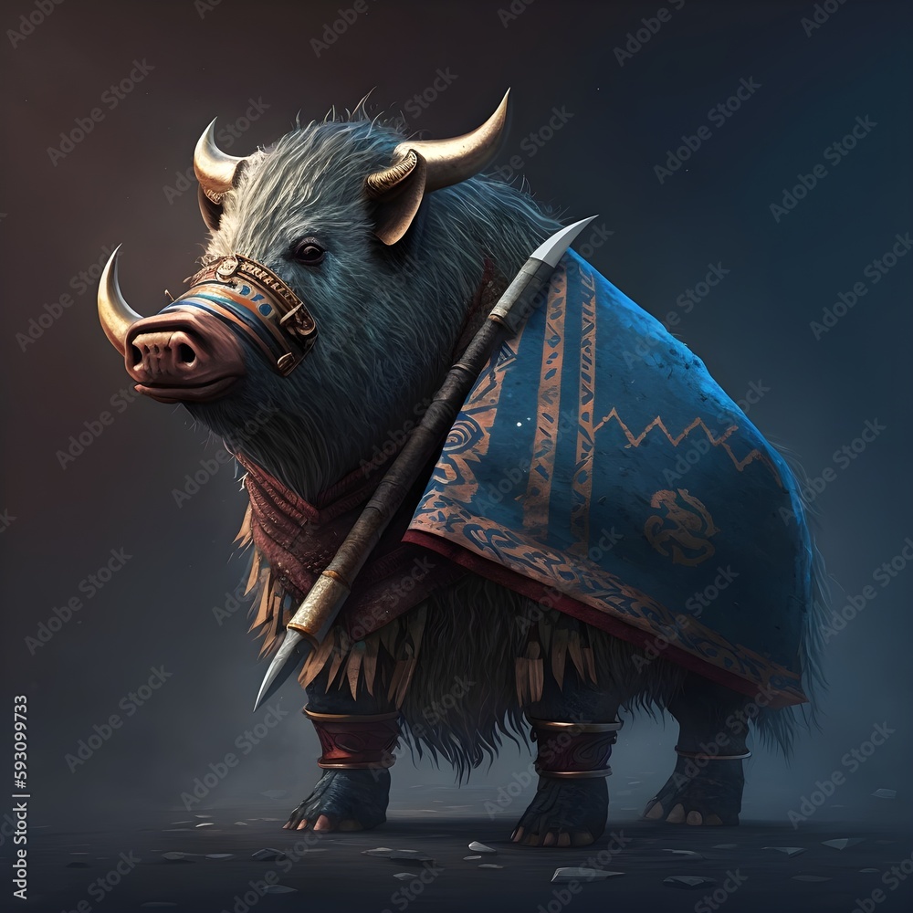 Large Boar Pig Shaggy Coat Norse With Long Tusks Quadruped Tusks On large-boar-pig-shaggy-coat-norse-with-long-tusks-quadruped-tusks-on