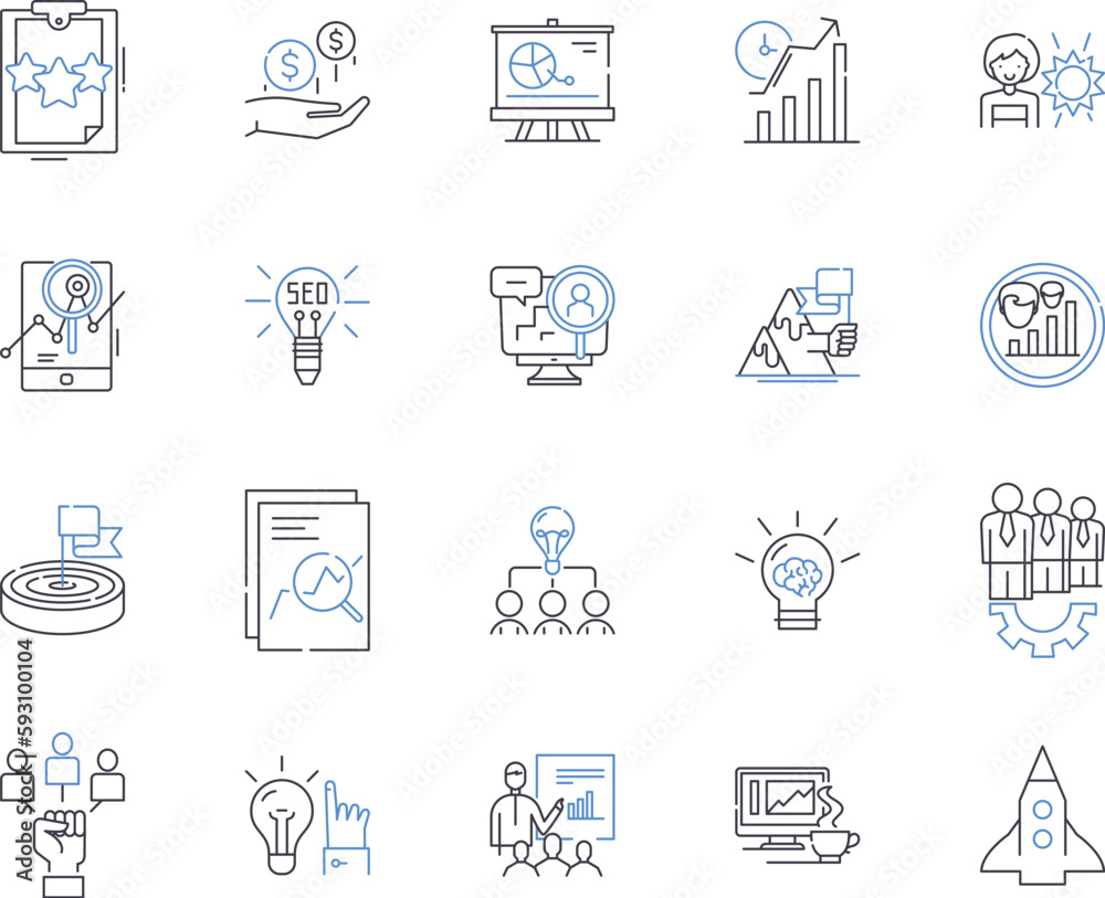 Company strategy outline icons collection. Strategy, Organization, Goals, Objectives, Management, Execution, Projects vector and illustration concept set. Developments,Actions,Marketing linear signs Company strategy outline icons collection. Strategy, Organization, Goals, Objectives, Management, Execution, Projects vector and illustration concept set. Developments,Actions,Marketing linear signs