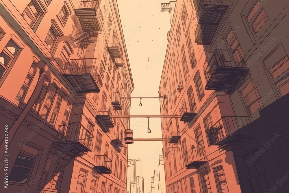 Obraz premium busy urban street with towering skyscrapers. Generative AI