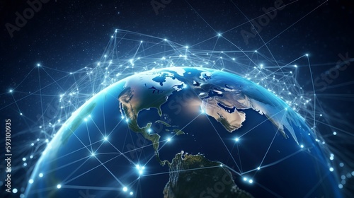 Global Network Connection Over Planet Earth