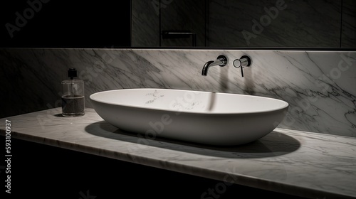 Minimalist Bathroom Sink in Black with Simple Design  Generative AI