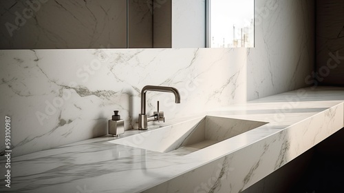 Minimalist Bathroom Sink in White with Simple Design  Generative AI